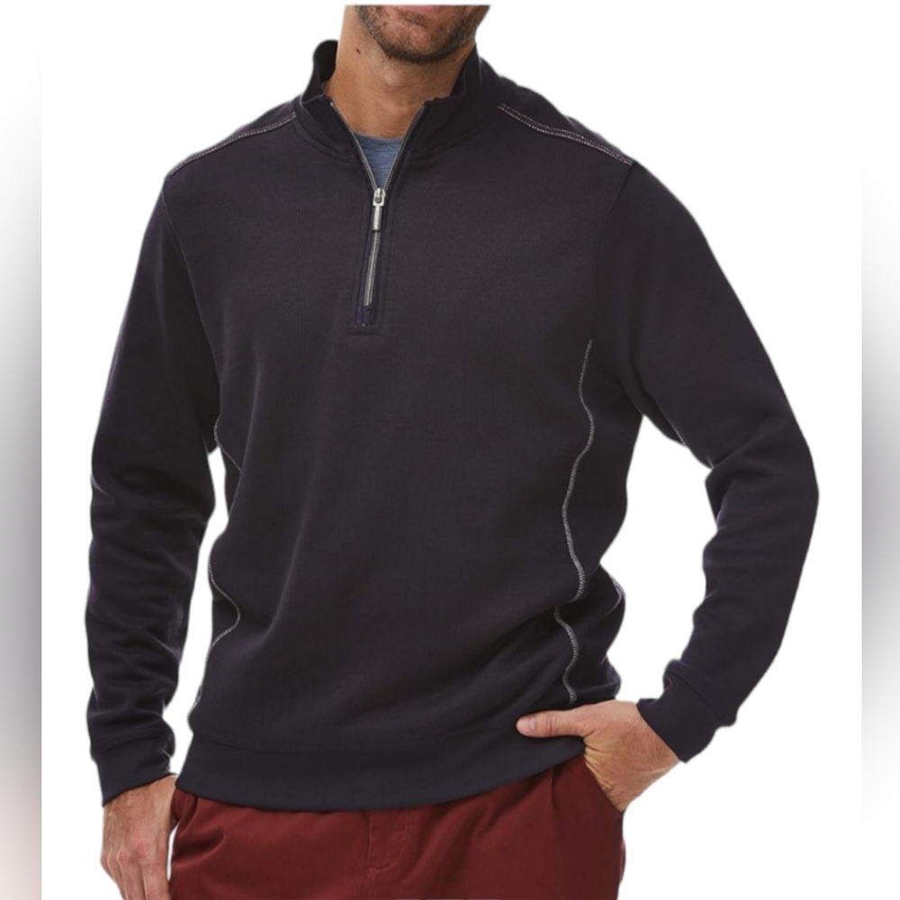 Rain forest Men's Dark Navy Blue Half zip pullover sweater sz 2xl